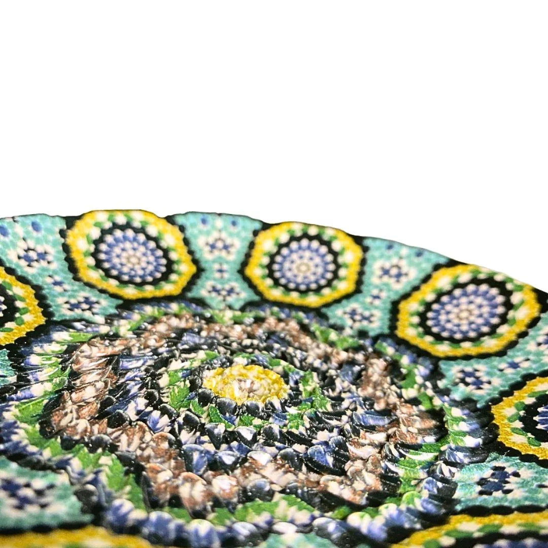 Azul – Handmade Ceramic Grater Plate, Traditional Garlic Grater (Green/Yellow)