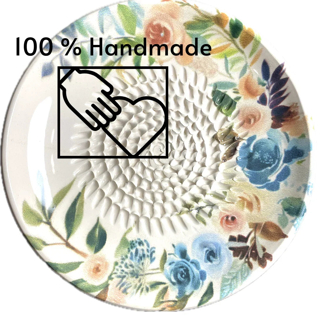 Bouquet – Handmade Ceramic Grater Plate for Garlic & Ginger (Floral Design)