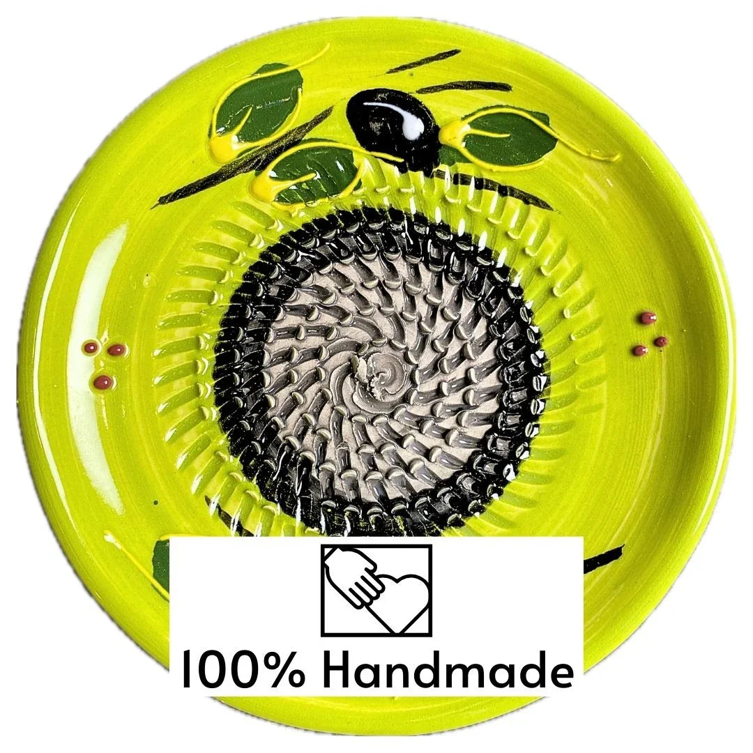 Olive – Handmade Ceramic Grater Plate, Mediterranean Garlic Grater (Green)