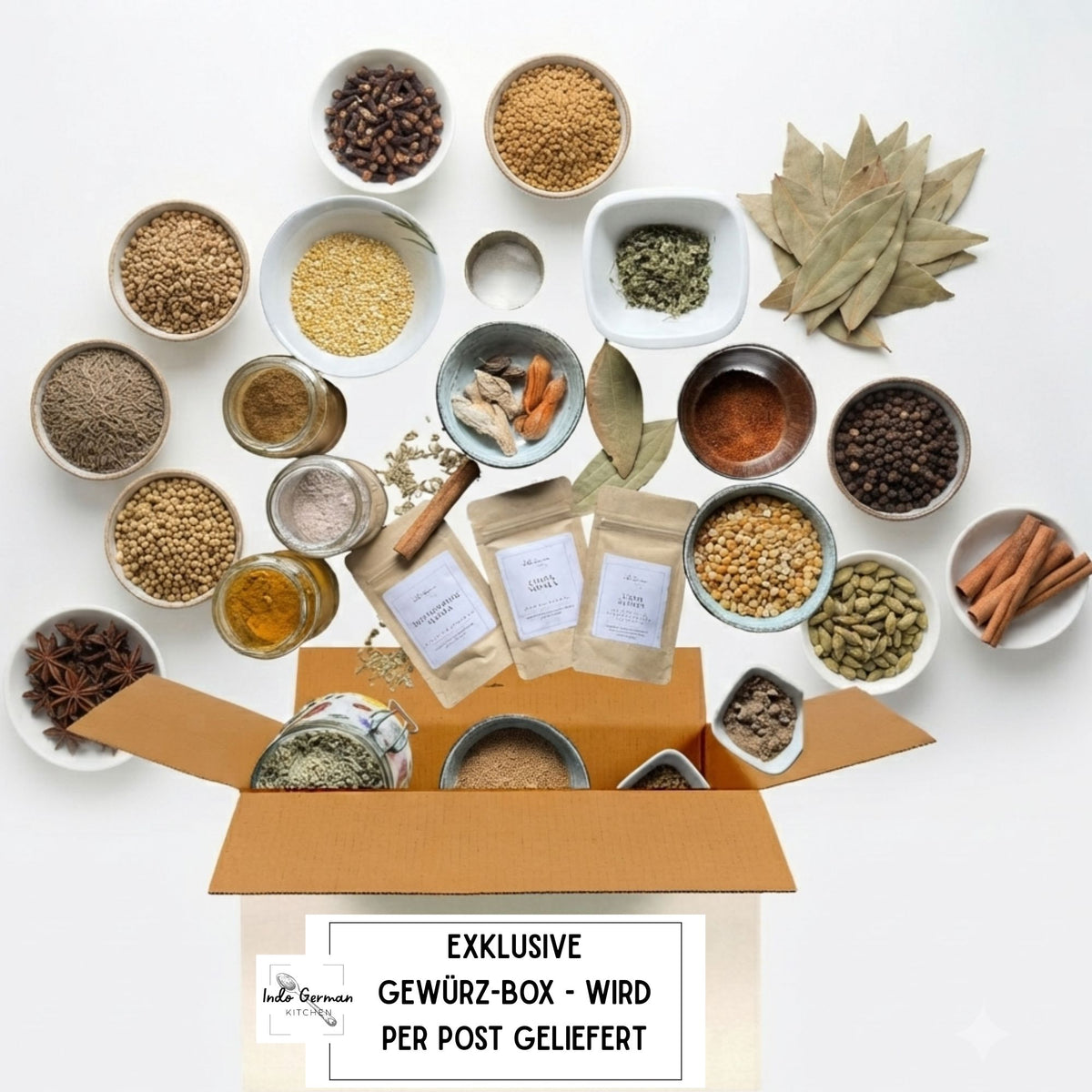 gewuerz-box indogermankitchen-online kochkurs fuer deutschland- wird bequem nach hause gesendet
